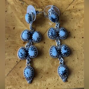 White Buffalo Turquoise Sterling Silver Dangle Earrings